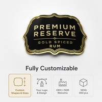 Étiquette autocollante en métal aluminium gaufré personnalisée, logo pour bouteille de vin, parfum, emballage de luxe, étiquettes de marque