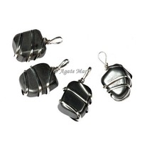 Pendentif en agate sculptée Narmada Shiva Lingam Feng Shui, bijoux en cristal pour femmes, classique, enroulé de fil d'argent