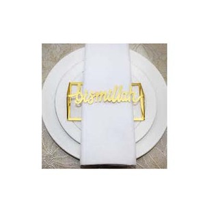 Or fleur centre strass décoratif rond de serviette en vrac pas cher métal décorations de table de mariage - Product Image 5