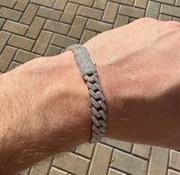 Bracelet tendance pour homme en argent sterling 925 avec moissanite ronde taille brillant 8 mm VVS1 sertie en canal, maillons cubains, idéal pour le quotidien