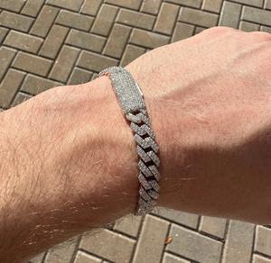8mm Round Brilliant Cut Moissanite VVS1 Channel Set Cuban Link Men's 925 <b>Sterling</b> <b>Silver</b> <b>Bracelet</b> - Product Image 6