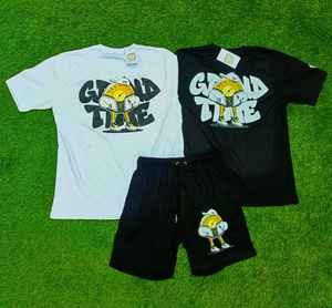 Conjunto corto de 2 piezas más vendido para hombre diseño propio personalizado manga corta impresa simple y única transpirable para el verano - Product Image 1