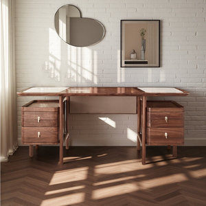 Warm Brown Solid Wood Rectangle Writing <b>Desk</b> Spacious Natural-Grain Work Surface Stable Computer <b>Desk</b> with 1-Year Warranty - Product Image 1