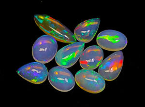 Authentique cabochon d'opale éthiopienne-Welo Loose Opal Lot - Multi Fire Flashy Stones For Jewelry - Product Image 6