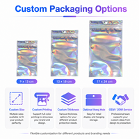 Pochette personnalisée emballage anti-odeur 3.5g petits sacs refermables en mylar holographique en papier laser avec fenêtre