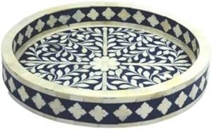 Bandeja de servicio de lujo con incrustaciones de hueso de diseño clásico para decoración de mesa, plato redondo con incrustaciones de hueso, platos y bandeja para servir para el hogar - Product Image 2