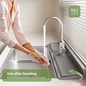 Faucet <b>Mat</b> for Kitchen Sink 24 Inch Longer <b>Silicone</b> Sink Splash Guard 7°Slope Fast Self-draining Fast Drying Tidy Faucet <b>Mat</b> - Product Image 2