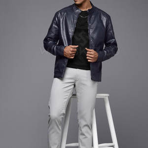 Chaqueta de Cuero Casual de Invierno para Hombre de Alta Calidad, Cuello Alto, Logotipo Frontal, Ecológica, Impermeable, Transpirable, Precio Económico al por Mayor - Product Image 3