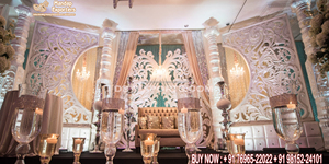 Punjabi Sangeet งานแต่งงานผู้หญิง Sangeet การตกแต่งเวทีงานแต่งงานสุดพิเศษมีฟังก์ชั่นเวทีที่น่าสนใจงานแต่งงาน jaggo การตั้งค่าคืน - Product Image 4