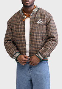 New Retro Shoulder Patch Design <b>Mens</b> Patchwork <b>Thick</b> <b>Fleece</b> Lined Baseball Varsity Jacket Winter Warm Outwear Jackets Coats - Product Image 3