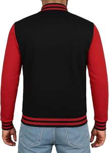 High School Letterman Men's Varsity <b>Jacket</b> Bomber Style Solid <b>Pattern</b> Fleece Baseball <b>Jacket</b> with Button Decoration - Product Image 3