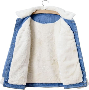 Nouvelle veste en polaire denim surdimensionnée pour femmes OEM personnalisée, confortable avec poches, matériau de rembourrage en coton tricoté - Product Image 3