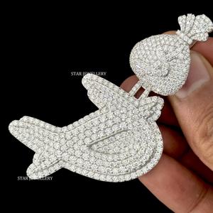 Pendentif personnalisé avec initiale en lettre, en moissanite VVS, taille ronde brillante, argent 925, style hip-hop glacé, unisexe - Product Image 4