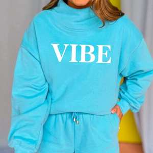 Women's Breathable Custom Logo Embroidered Sweatshirt Color Block <b>Mock</b> <b>Neck</b> 100% Cotton French Terry Casual Pullover <b>Top</b> - Product Image 4