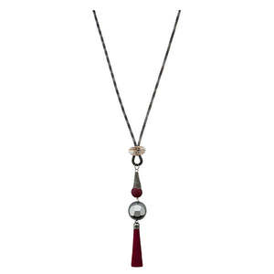 Urthn 2 tono plateado borla declaración collar moda 1112502A - Product Image 1
