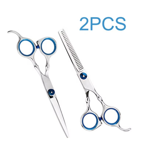 Ensemble de 2 ciseaux de coiffure en acier à haute teneur en carbone, ciseaux de coupe et d'éclaircissement professionnels pour barbier, étui inclus - Product Image 1