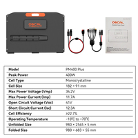 Panneau solaire pliable Oscal PM400 Plus 400W, cellules monocristallines à haute efficacité, réglable, IP65, résistant à l'eau