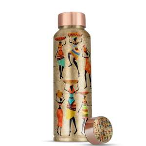 Bouteille d'eau en cuivre sur mesure fabriquée en Inde, écologique, sans BPA, passe au lave-vaisselle, vente en gros de vaisselle - Product Image 1