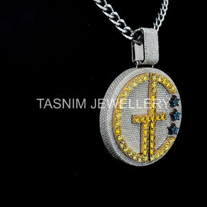 Colgante Personalizado de Plata de Ley GE con Diseño Cristiano Hip Hop, Moissanita VVS de Corte Brillante, Nombre en Letra, Certificado GIA, 10K - Product Image 6