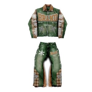 เสื้อฮู้ดพิมพ์ลายสำหรับผู้ชายแห้งเร็วขนาดใหญ่ปัก6XL ด้วยพลอยเทียมเสื้อฮู้ดของผู้ชายผลิตในปากีสถาน - Product Image 1