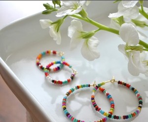 ต่างหูขอบลูกปัดสไตล์โบโฮพื้นเมืองต่างหูลูกปัดขนนกขนนก - Product Image 1