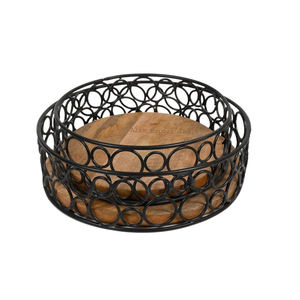 Diseño de anillo moderno, bandeja de servicio de madera redonda con acabado negro, tamaño personalizado, aperitivos de té, plato para beber, superficie lisa, Mesa para el hogar - Product Image 1