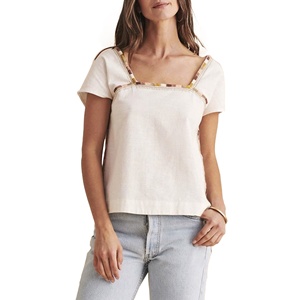 Camicetta Bianca da Donna Faherty Ricamata con Pizzo in Popeline di Seta Chiffon Traspirante Taglie XS-XL per Ufficio Primavera/Estate - Product Image 4