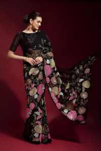 ผ้าส่าหรีผ้าจอร์เจียประดับด้วยงานลำดับที่สวยงามสำหรับผู้หญิงโดย fabzone - Product Image 2