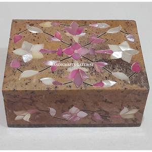 Fabrication d'Inde Stéatite Naturelle Nacre Incrustation Bijoux Boîte De Rangement À La Main Meilleure Utilisation Pour Les Articles De Cadeaux Cadeaux - Product Image 1