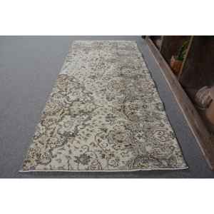 Alfombra turca Vintage marrón Beige clásica de 2,7x5,9 pies, Alfombra de área de lana de área grande de retazos, respaldo de látex para dormitorio, pasillo, sala de estar - Product Image 2