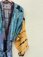Dress ikat celup Batik Kimono wanita, gaun musim panas dan musim semi motif Batik ukuran besar