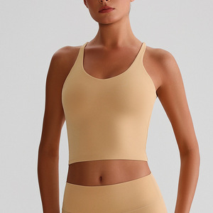 Débardeur court de sport personnalisé pour femme, en nylon et élasthanne, sans coutures, écologique, antichoc, respirant, avec fermetures éclair et devant côtelé - Product Image 1