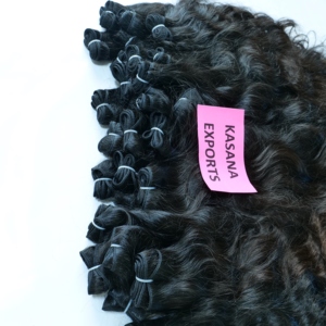 Vente en gros de cheveux humains indiens 100% non traités Remy, noirs naturels, cuticules alignées, tissage complet en dentelle, application facile, ondulations profondes - Product Image 3