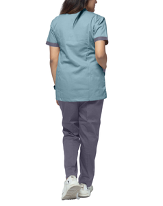Ensemble d'uniformes d'hôpital unisexes d'été de haute qualité, combinaison en tissu jersey polyester élasthanne à manches courtes - Product Image 4
