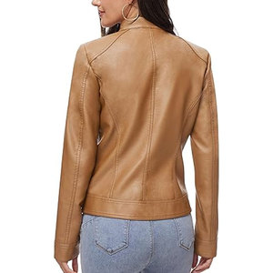 Veste en cuir pour femme à manches longues avec logo personnalisé, design de haute qualité, créez votre propre style, veste en cuir pour femme - Product Image 4