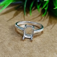 Bague octogonale en argent sterling véritable 925 plaqué or 14 carats 6x8mm avec lunette en résine pour porte-cendres Cadeau commémoratif