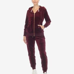 Oversized <b>Velvet</b> Lined Hooded <b>Tracksuit</b> <b>Women</b> Custom Autumn New Style 2-Piece Sets Velour Hoodie Pants Tall Girl Friendly Outfit - Product Image 1
