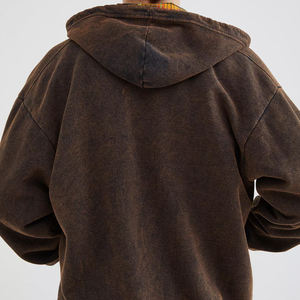 Proveedor directo de fábrica Nuevo estilo Hombres Zip-Up Sudaderas con capucha lavadas 100% Algodón Invierno Color sólido High Street - Product Image 2