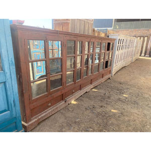 Meuble de salon de style farmhouse en bois, de luxe, classique, antique, vintage, avec portes vitrées, couleur personnalisable, pour salle à manger - Product Image 1