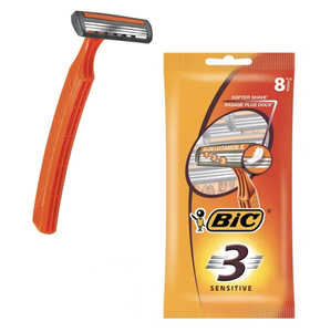 BiC 3 Sensitive Razors 8 Pack (distribución mayorista) - Product Image 3