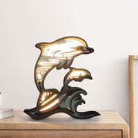 Ornements animaux multicouches en bois de hêtre gravés sur mesure, écologiques, style art populaire, pour Noël et Pâques, à suspendre au mur (ours, élan), avec logo personnalisé