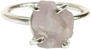 Bague pour femme en argent sterling 925, pierre précieuse en quartz rose naturel, pierre de naissance d'avril, sertie à griffes, bijoux faits à la main, cadeau d'anniversaire - Product Image 6