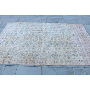 Alfombra de 4.8x7.9 pies, Alfombra Turca Vintage, Alfombra de Lana con Diseño Floral Azul - Product Image 4