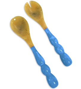 Juego de 2 cubiertos de resina con mango naranja, cuchara, tenedor, cubiertos, herramienta para ensalada, utensilios de cocina, vajilla de mesa, el mejor uso - Product Image 2