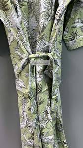 Bata de algodón ligera con estampado de pájaros y estampado a mano, estilo kimono - Product Image 3
