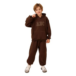 เสื้อสเวตเตอร์ + กางเกงสำหรับเด็กผู้ชายชุดวอร์มผ้าฝ้ายสำหรับฤดูใบไม้ผลิและฤดูใบไม้ร่วง2ชิ้น/เซ็ตชุดวอร์มผ้าฝ้ายสีน้ำตาล2025ชุดกีฬาผ้าสำหรับเด็กของขวัญวันคริสต์มาส - Product Image 1