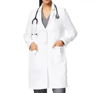 Camice da laboratorio bianco personalizzato per medico ospedaliero all'ingrosso Unisex cappotto a manica lunga