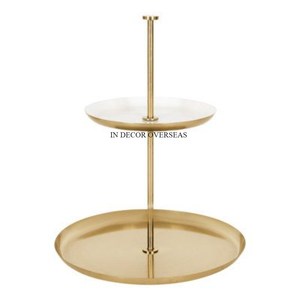 Support à gâteau moderne à 2 niveaux en métal plaqué or de haute qualité pour anniversaires et fêtes d'anniversaire. - Product Image 1