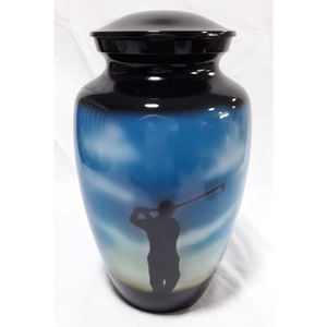 Urne en métal de conception florale de nuage bleu moderne pour les funérailles de crémation d'adulte - Product Image 5