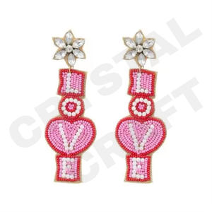 Boucles d'oreilles vintage en perles de serpent pour femmes couleur orange blanc bleu patriotique pour mariage ou jour commémoratif - Product Image 4